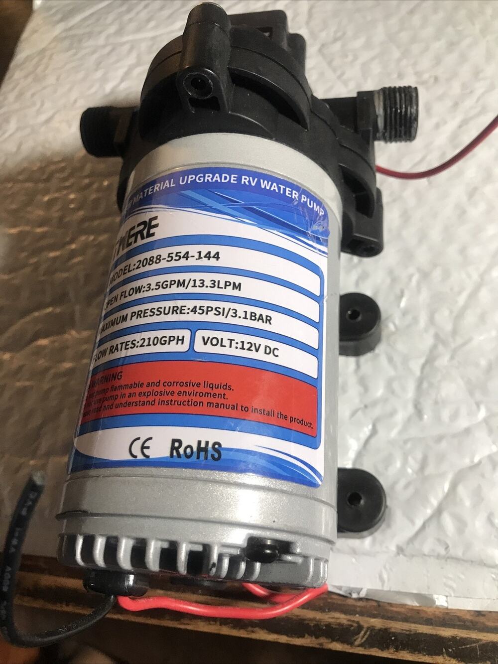 33 Series 12V RV Water Pump 3.5GPM 45PSI, 3-Chamber Diaphragm 3.5GPM-45PSI-12V